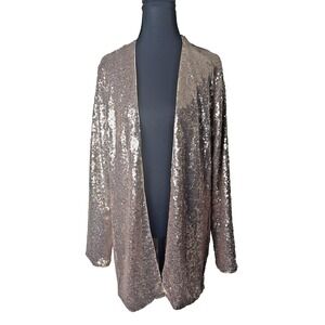Torrid Plus Size 12 Sequin‎ Open Front Blazer Jacket Gold Sparkle Holiday Party